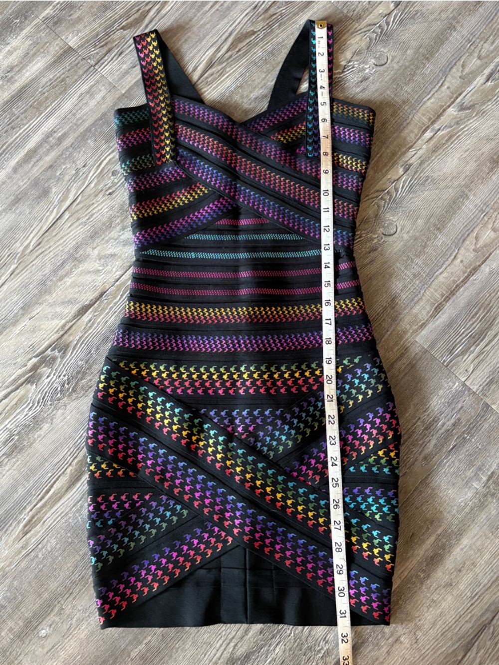 Black Mini Dress with metallic Rainbow - Picture 8 of 14